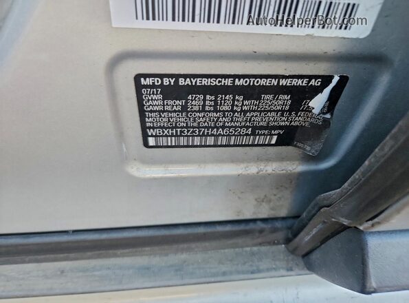 WBXHT3Z37H4A65284 2017 BMW X1 Silver Вид наклейки з VIN-кодом