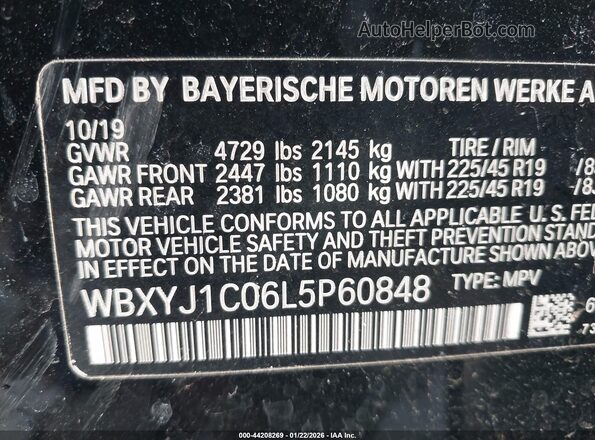 WBXYJ1C06L5P60848 2020 BMW X2 Black 