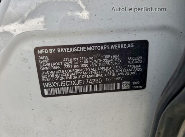 WBXYJ5C3XJEF74280 2018 BMW X2 White 