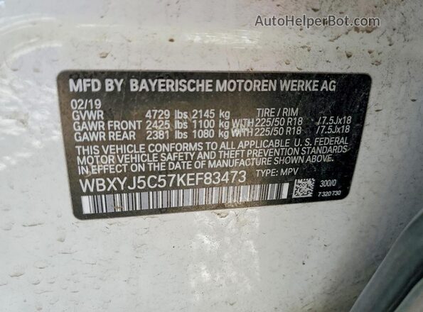 WBXYJ5C57KEF83473 2019 BMW X2 White Панорамний вид салону 360°