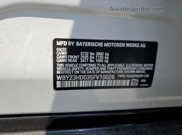 WBY23HD03SFV10026 2025 BMW I4 White Vista del compartimento del motor