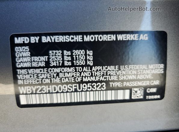WBY23HD09SFU95323 2025 BMW I4 Gray Вид наклейки з VIN-кодом