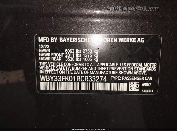 WBY33FK01RCR33274 2024 BMW OTHER Gray Vista del compartimento del motor