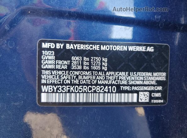 WBY33FK05RCP82410 2024 BMW OTHER Blue ძრავის განყოფილების ხედი