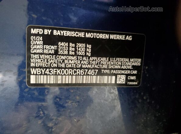 WBY43FK00RCR67467 2024 BMW OTHER Синий Вид подкапотного пространства