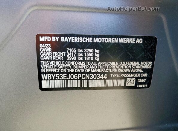 WBY53EJ06PCN30344 2023 BMW OTHER Gray Vista del compartimento del motor