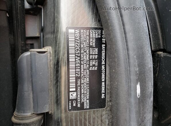 WBY7Z2C57JVE61872 2018 BMW I3 Black Vista del compartimento del motor