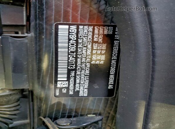 WBY8P4C09L7G40173 2020 BMW I3 Gray VIN sticker view