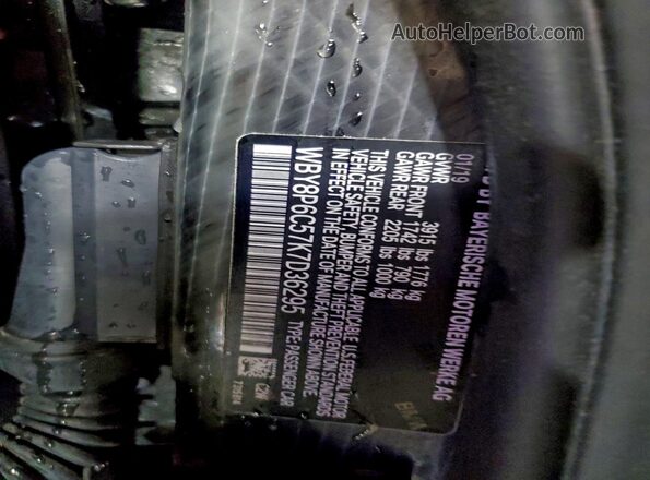 WBY8P6C57K7D36295 2019 BMW I3 Black Vista del compartimento del motor
