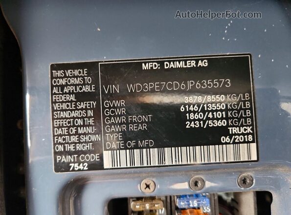WD3PE7CD6JP635573 2018 MERCEDES-BENZ SPRINTER Blue Панорамний вид салону 360°