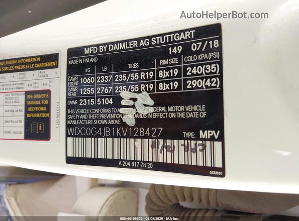 WDC0G4JB1KV128427 2019 MERCEDES-BENZ GLC 300 White Vista del compartimento del motor