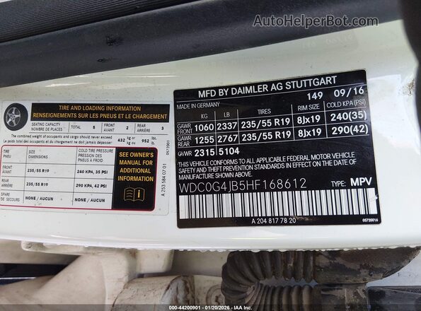 WDC0G4JB5HF168612 2017 MERCEDES-BENZ GLC 300 Белый Вид подкапотного пространства