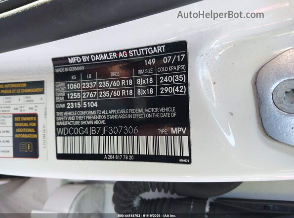 WDC0G4JB7JF307306 2018 MERCEDES-BENZ GLC 300 White 