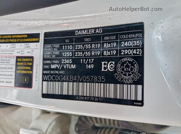 WDC0G4KB4JV057835 2018 MERCEDES-BENZ GLC-CLASS White 360 interior view