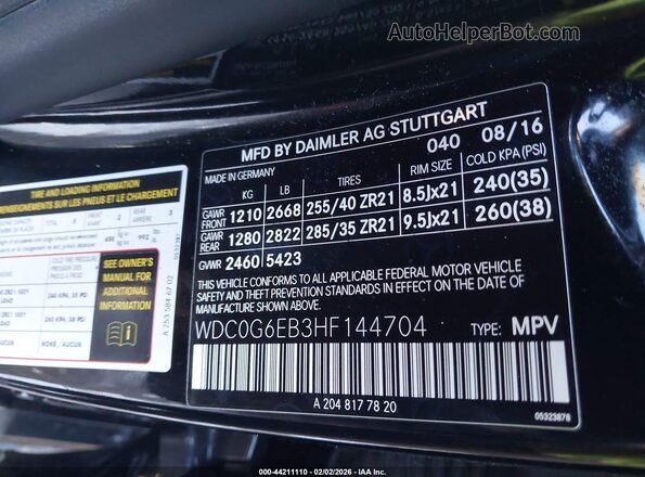 WDC0G6EB3HF144704 2017 MERCEDES-BENZ AMG GLC 43 Black Engine compartment view