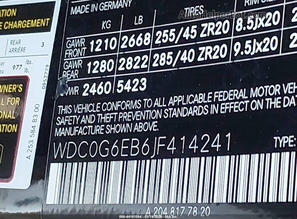 WDC0G6EB6JF414241 2018 MERCEDES-BENZ AMG GLC 43 Black 