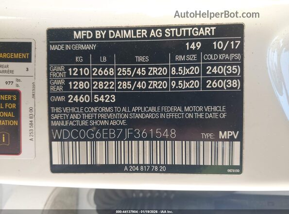 WDC0G6EB7JF361548 2018 MERCEDES-BENZ AMG GLC 43 White 
