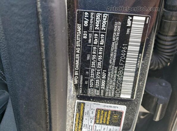 WDC0G8DB0LF704961 2020 MERCEDES-BENZ GLC-CLASS Черный Вид наклейки с VIN-кодом