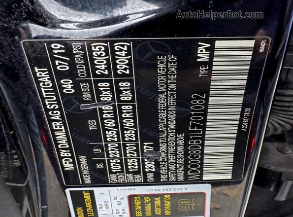 WDC0G8DB1LF701082 2020 MERCEDES-BENZ GLC-CLASS Black Vista del compartimento del motor
