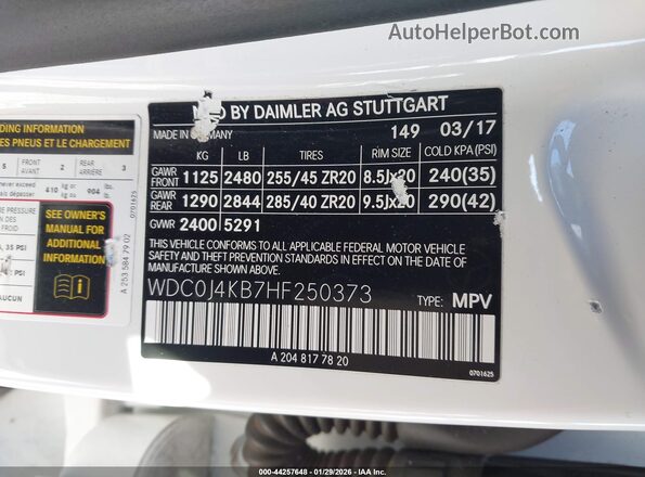 WDC0J4KB7HF250373 2017 MERCEDES-BENZ GLC 300 COUPE White Widok komory silnika