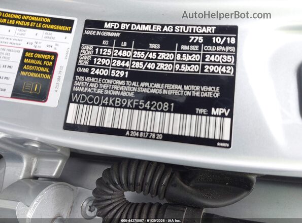 WDC0J4KB9KF542081 2019 MERCEDES-BENZ GLC 300 COUPE Silver Vista del compartimento del motor