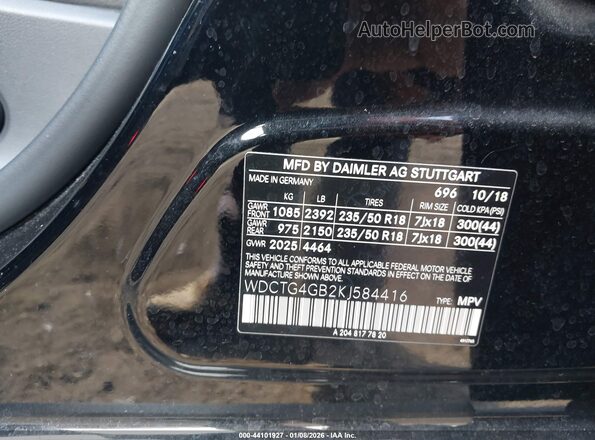 WDCTG4GB2KJ584416 2019 MERCEDES-BENZ GLA 250 Black Vista del compartimento del motor