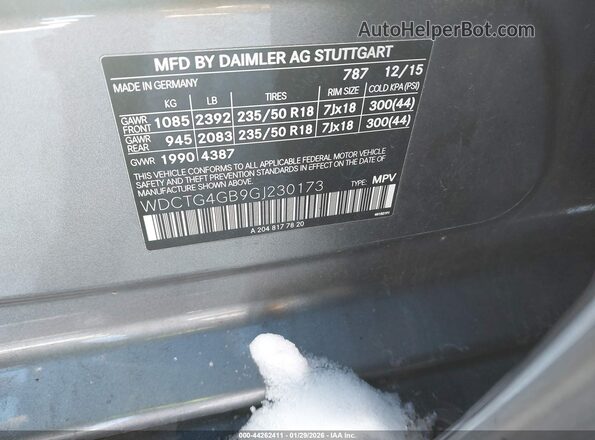 WDCTG4GB9GJ230173 2016 MERCEDES-BENZ GLA 250 Gray 