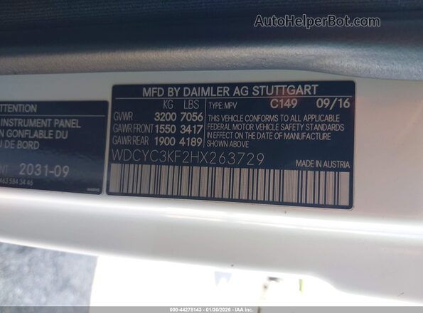 WDCYC3KF2HX263729 2017 MERCEDES-BENZ G 550 White 