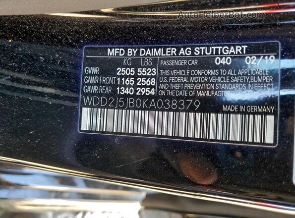 WDD2J5JB0KA038379 2019 MERCEDES-BENZ CLS-CLASS Black Շարժիչի բաժամունքի տեսք