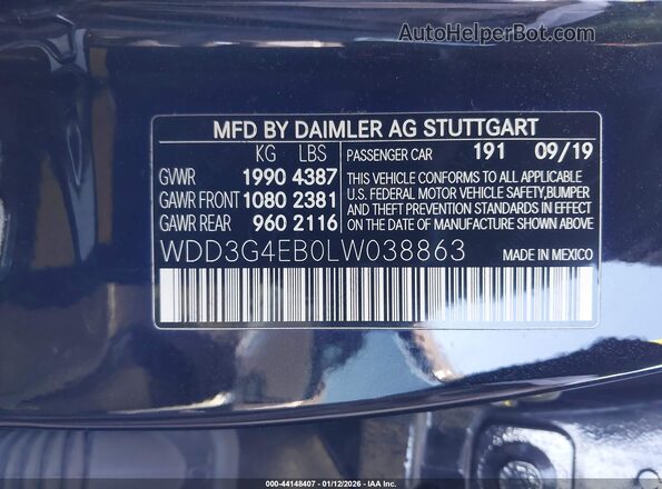 WDD3G4EB0LW038863 2020 MERCEDES-BENZ A 220 Black Շարժիչի բաժամունքի տեսք