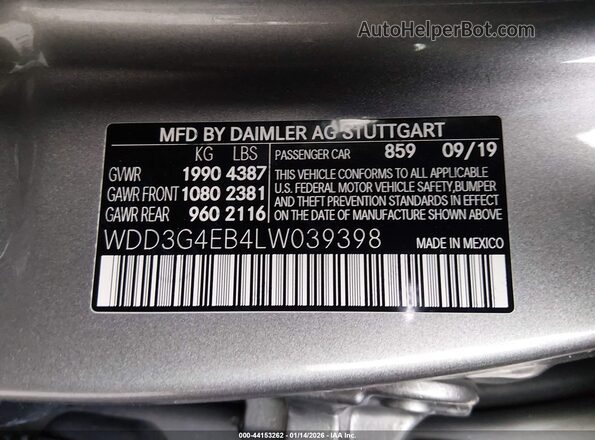 WDD3G4EB4LW039398 2020 MERCEDES-BENZ A 220 Silver Շարժիչի բաժամունքի տեսք
