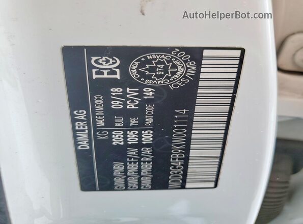 WDD3G4FB9KW001114 2019 MERCEDES-BENZ A Белый Вид подкапотного пространства