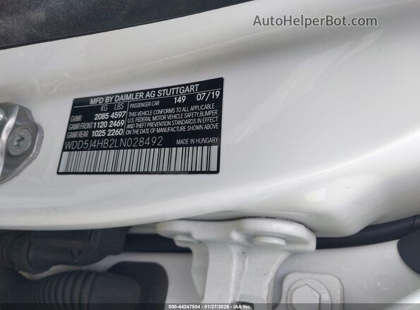 WDD5J4HB2LN028492 2020 MERCEDES-BENZ CLA 250 White 
