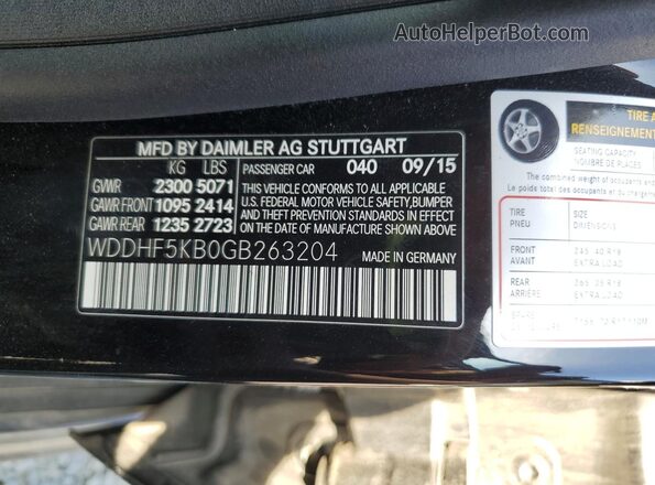 WDDHF5KB0GB263204 2016 MERCEDES-BENZ E Черный 