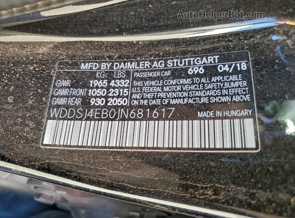 WDDSJ4EB0JN681617 2018 MERCEDES-BENZ CLA-CLASS Black 