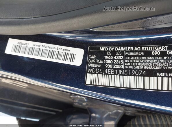 WDDSJ4EB1JN519074 2018 MERCEDES-BENZ CLA 250 Navy Engine compartment view
