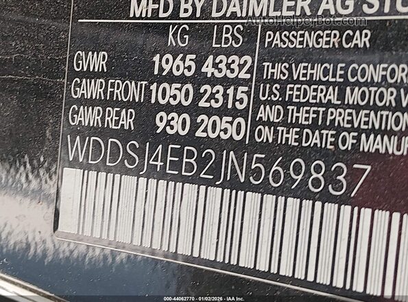 WDDSJ4EB2JN569837 2018 MERCEDES-BENZ CLA 250 Black Widok komory silnika