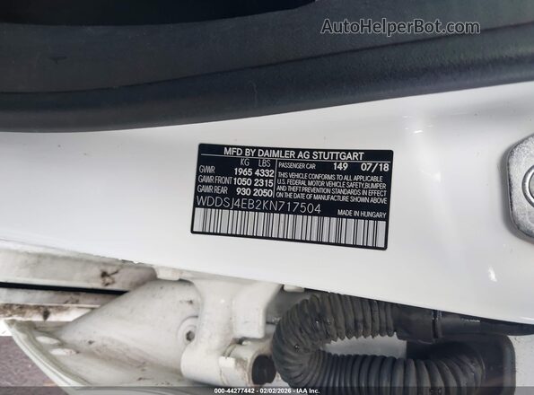 WDDSJ4EB2KN717504 2019 MERCEDES-BENZ CLA 250 White 
