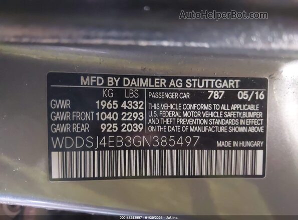 WDDSJ4EB3GN385497 2016 MERCEDES-BENZ CLA 250 Gray ძრავის განყოფილების ხედი