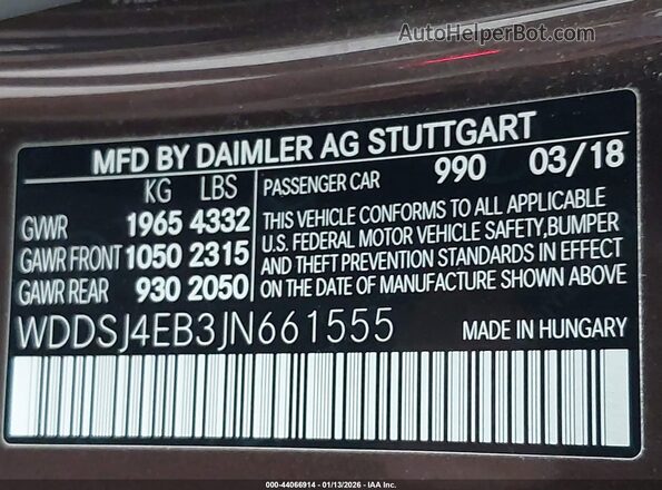 WDDSJ4EB3JN661555 2018 MERCEDES-BENZ CLA 250 Brown 