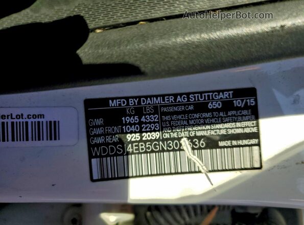 WDDSJ4EB5GN302636 2016 MERCEDES-BENZ CLA-CLASS White ძრავის განყოფილების ხედი