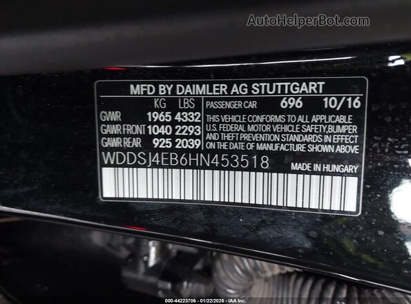WDDSJ4EB6HN453518 2017 MERCEDES-BENZ CLA 250 Black Engine compartment view