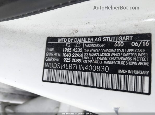 WDDSJ4EB7HN400830 2017 MERCEDES-BENZ CLA 250 White Vista del compartimento del motor