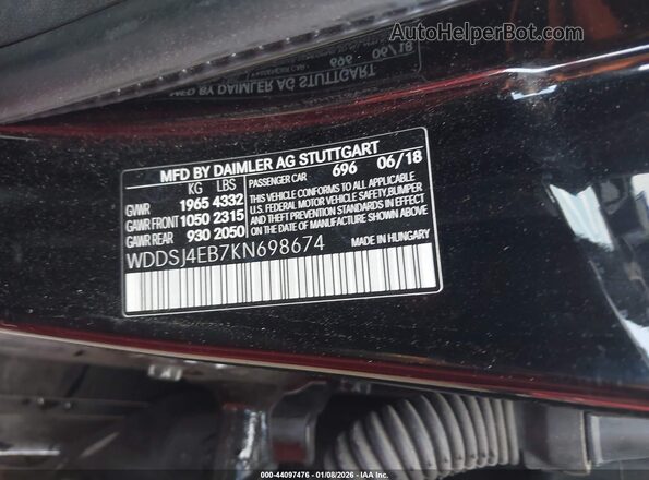 WDDSJ4EB7KN698674 2019 MERCEDES-BENZ CLA 250 Black 