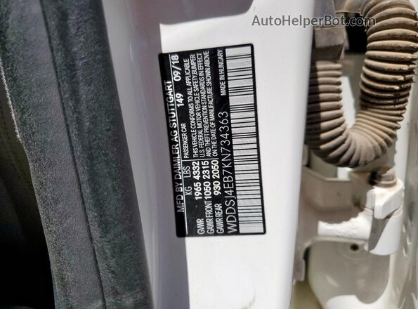 WDDSJ4EB7KN734363 2019 MERCEDES-BENZ CLA-CLASS White ძრავის განყოფილების ხედი