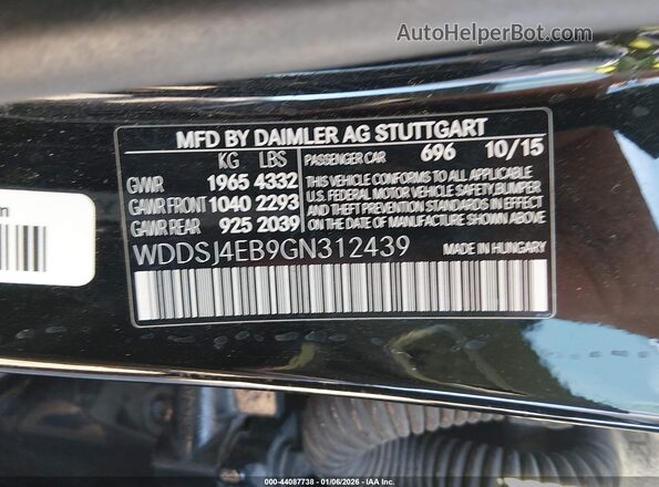 WDDSJ4EB9GN312439 2016 MERCEDES-BENZ CLA 250 Black Engine compartment view