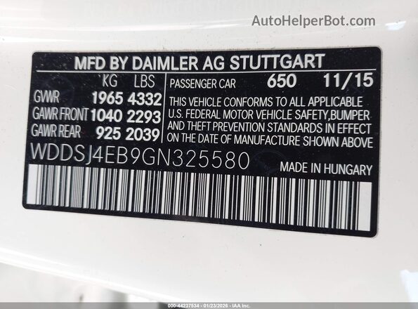 WDDSJ4EB9GN325580 2016 MERCEDES-BENZ CLA 250 White ძრავის განყოფილების ხედი