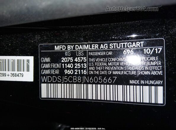 WDDSJ5CB8JN605667 2018 MERCEDES-BENZ AMG CLA 45 Black ძრავის განყოფილების ხედი