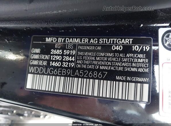 WDDUG6EB9LA526867 2020 MERCEDES-BENZ S-CLASS Black Engine compartment view