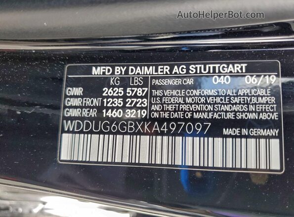 WDDUG6GBXKA497097 2019 MERCEDES-BENZ S Черный Вид подкапотного пространства